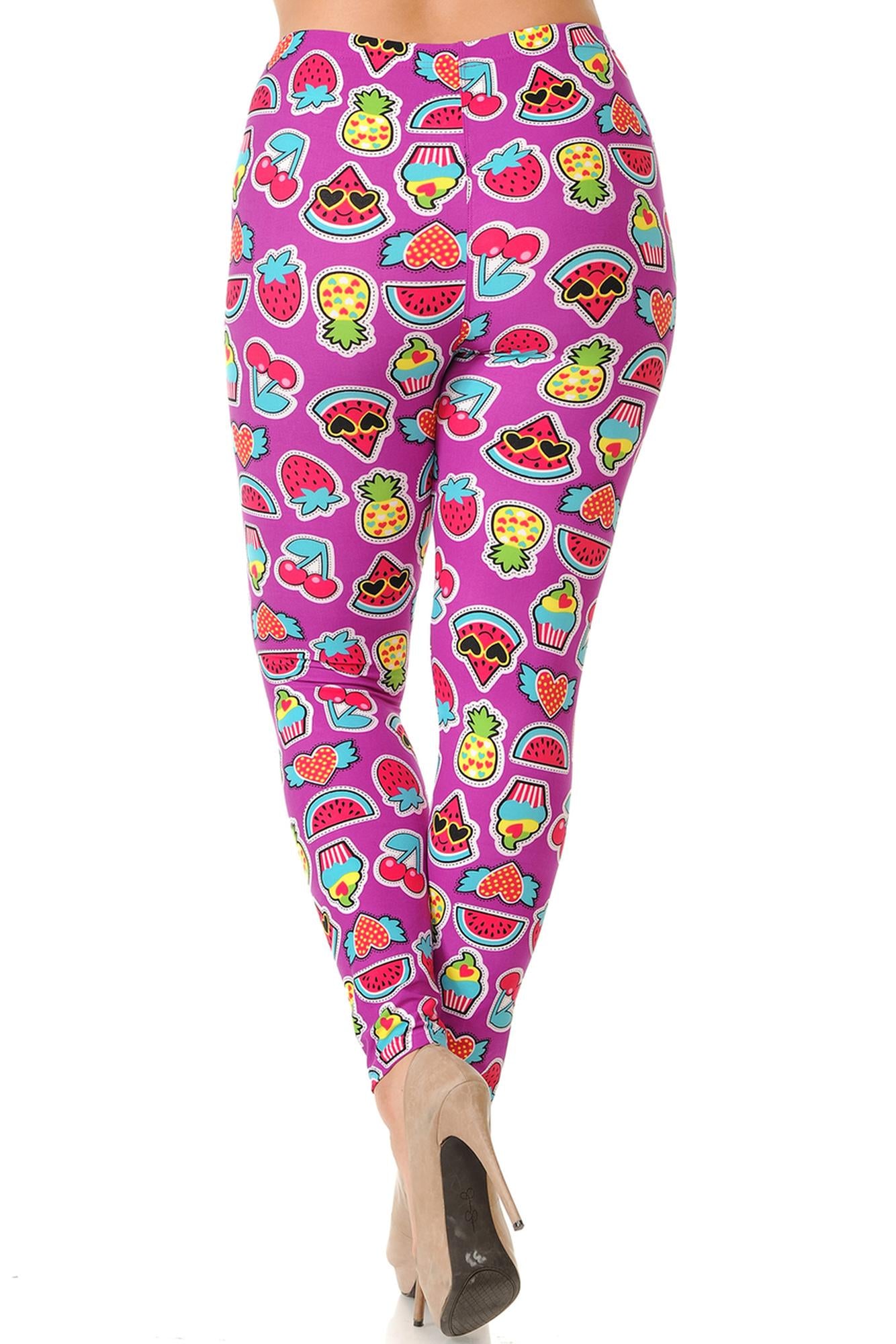 Wholesale Buttery Smooth  Cartoon Fruit Plus Size Leggings