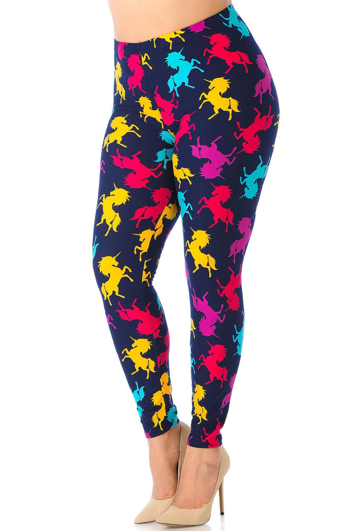 Wholesale Buttery Soft Colorful Unicorns Plus Size Leggings
