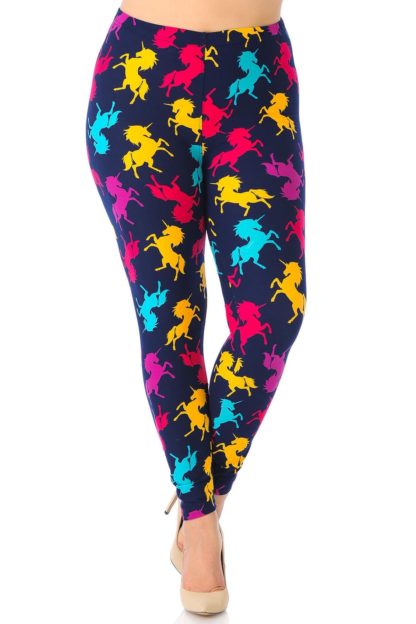 Wholesale Buttery Soft Colorful Unicorns Plus Size Leggings