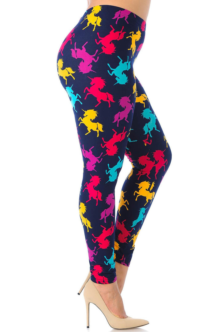 Wholesale Buttery Soft Colorful Unicorns Plus Size Leggings
