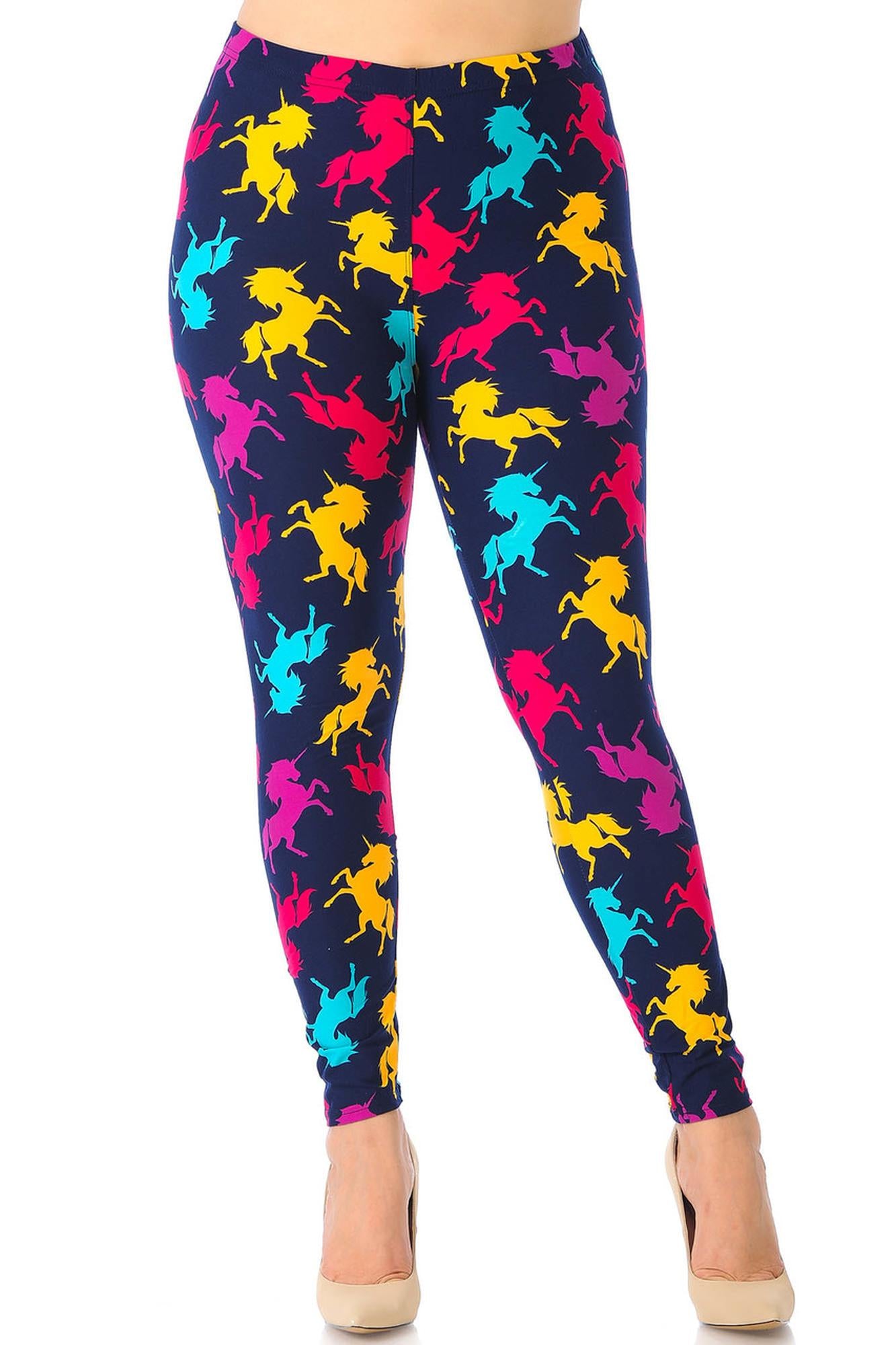 Wholesale Buttery Soft Colorful Unicorns Plus Size Leggings