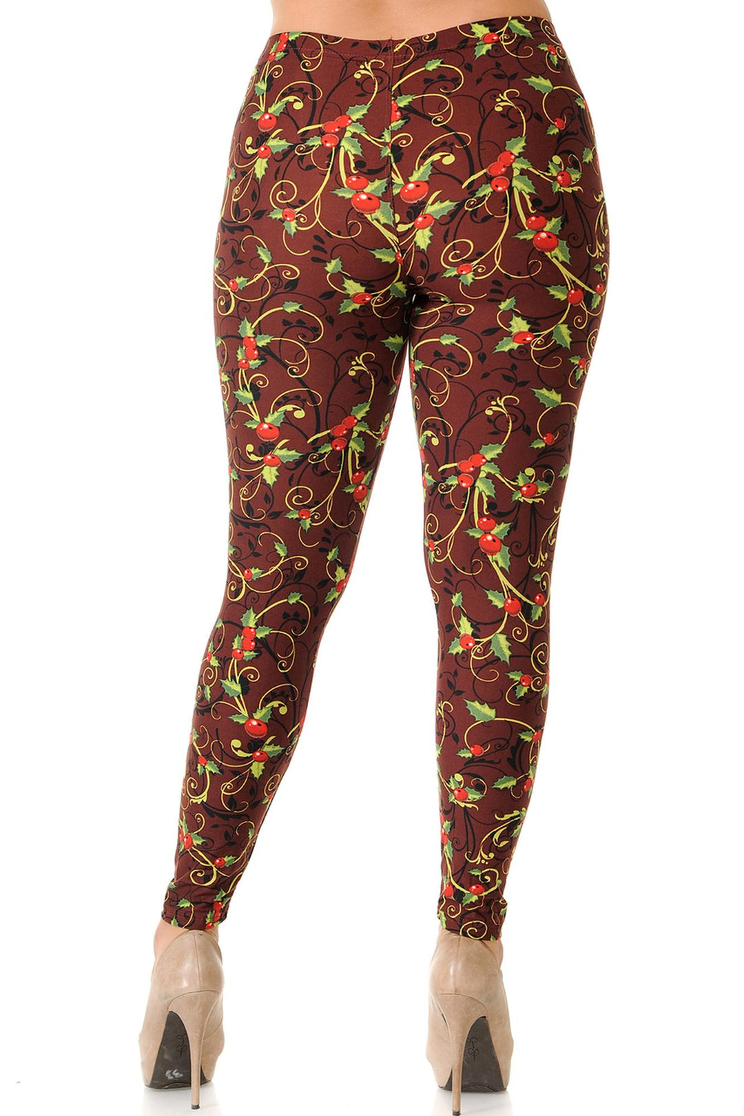 Wholesale Buttery Soft Christmas Holly Plus Size Leggings