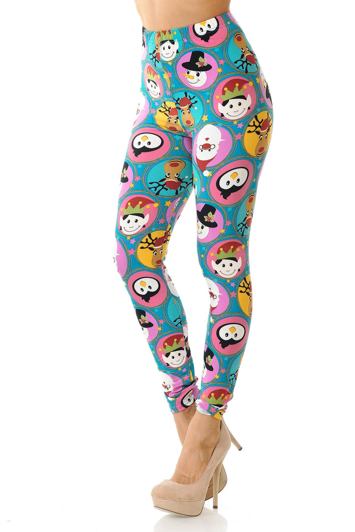 Wholesale Buttery Soft Cute Christmas Faces Plus Size Leggings
