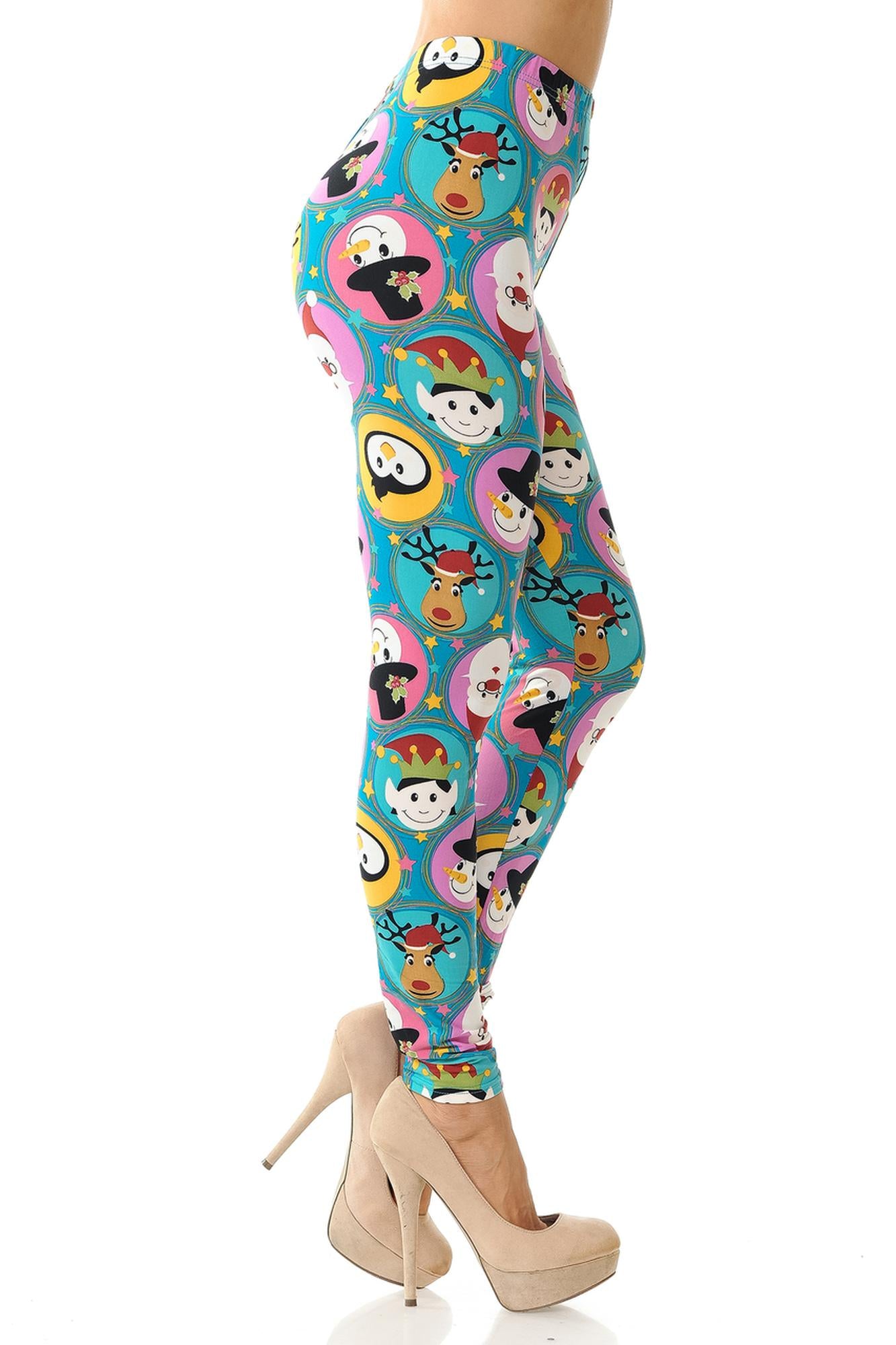 Wholesale Buttery Soft Cute Christmas Faces Plus Size Leggings