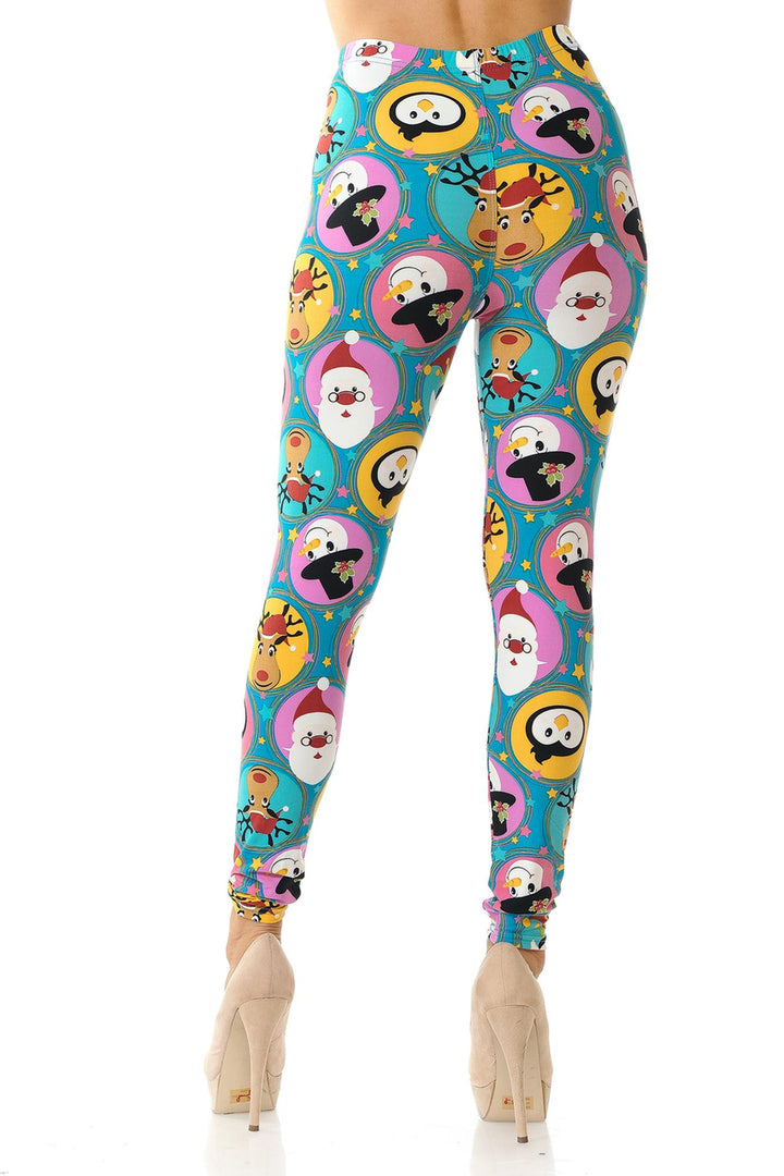 Wholesale Buttery Soft Cute Christmas Faces Plus Size Leggings