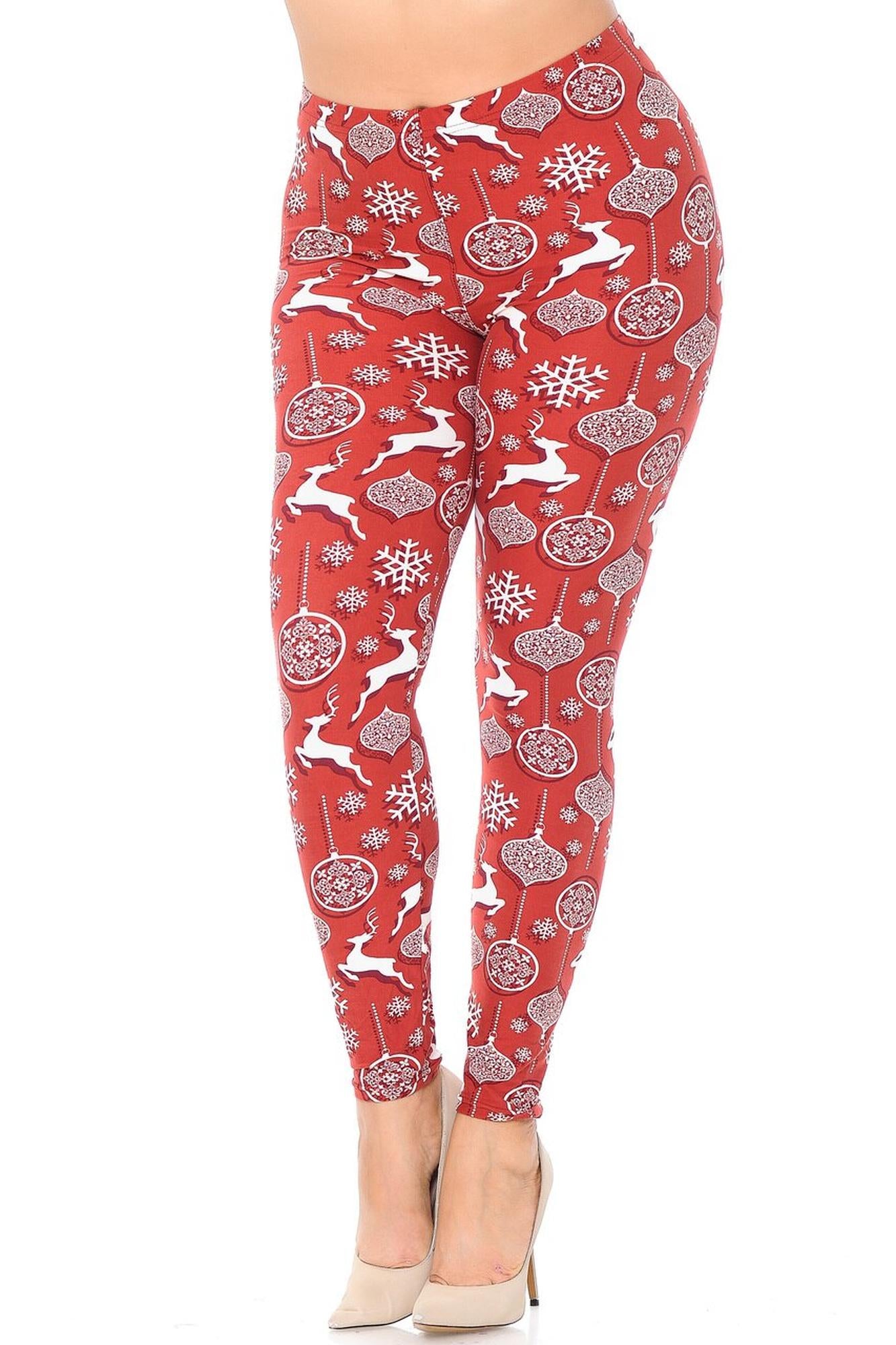 Wholesale Buttery Smooth Jumping Christmas Reindeer Plus Size Leggings