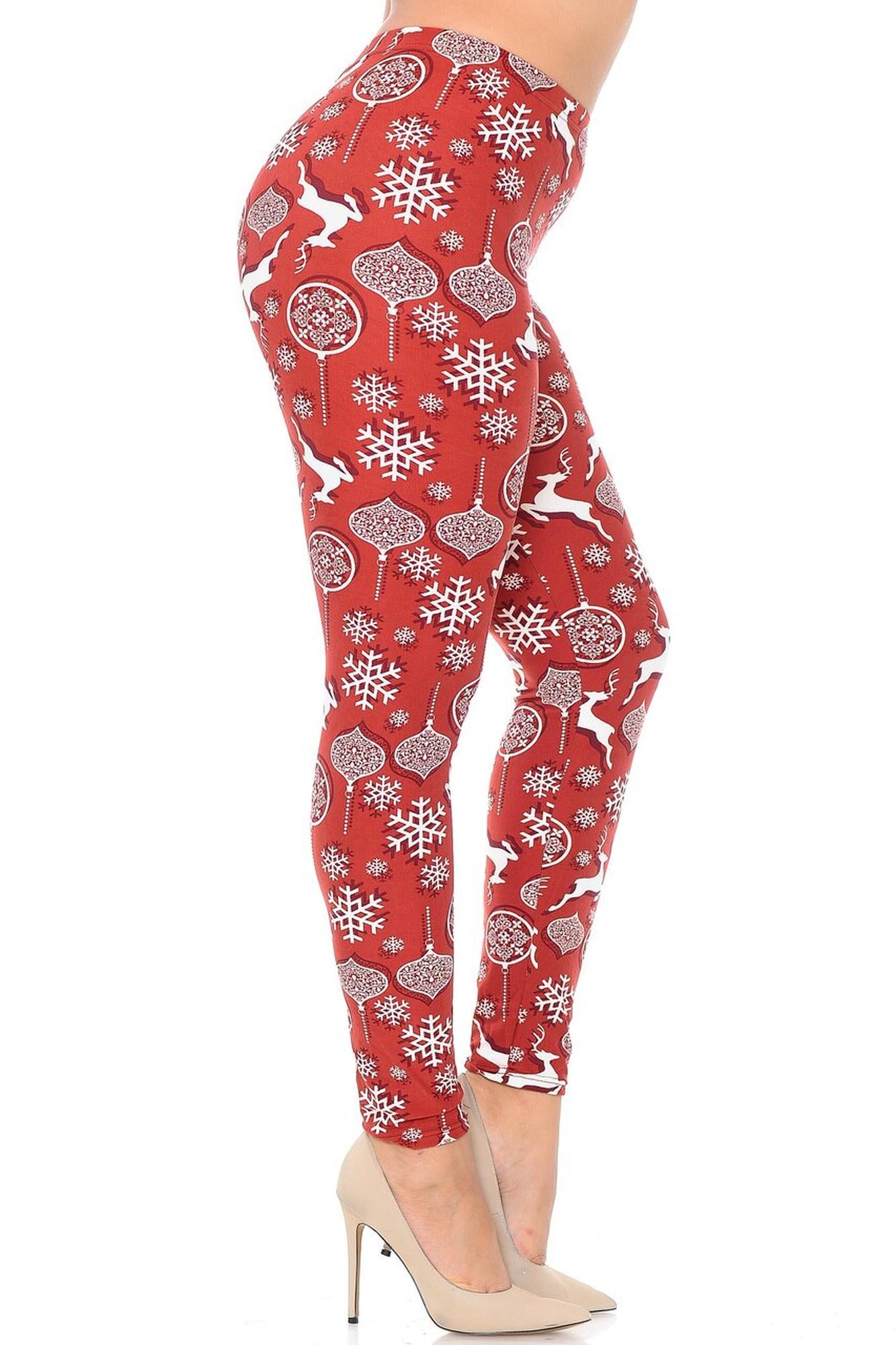 Wholesale Buttery Smooth Jumping Christmas Reindeer Plus Size Leggings