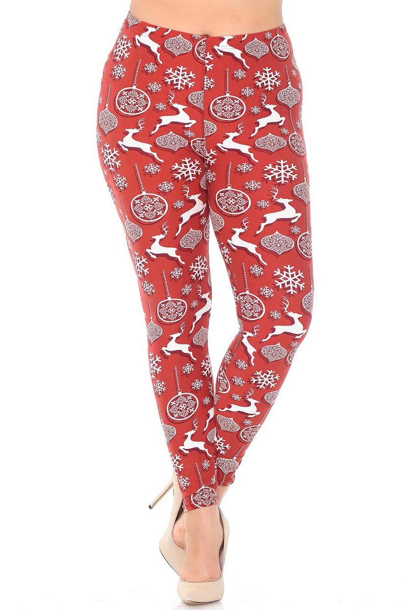 Wholesale Buttery Smooth Jumping Christmas Reindeer Plus Size Leggings