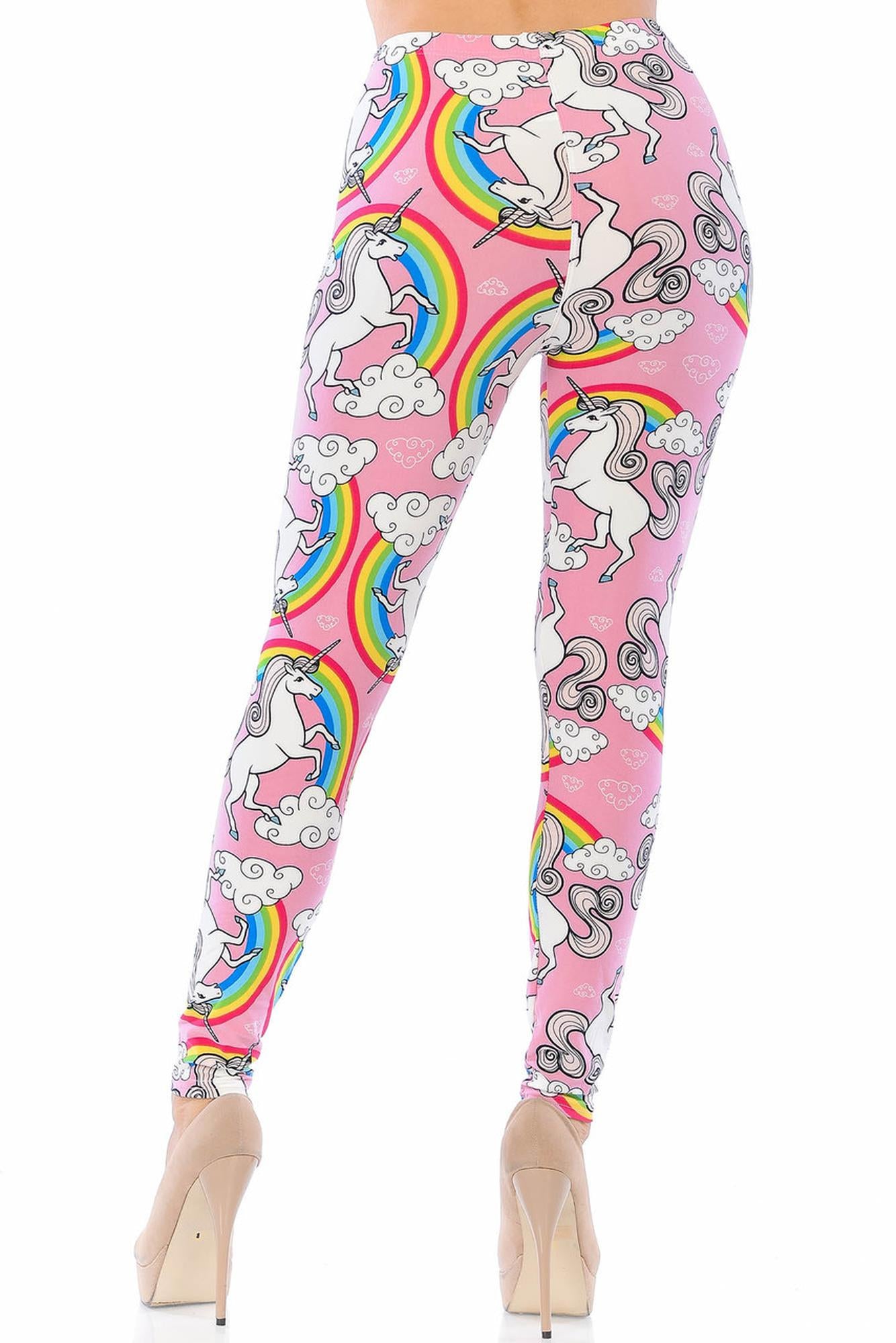 Wholesale Buttery Soft Pink Rainbow Unicorn Plus Size Leggings
