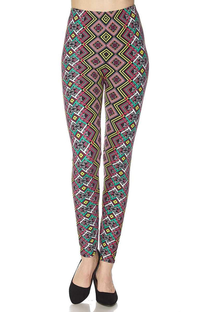 Wholesale Buttery Soft Angled Colorful Symmetry Plus Size Leggings