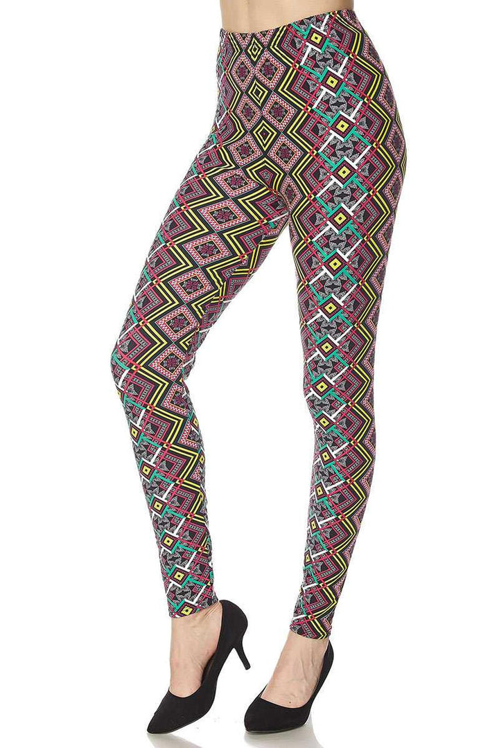 Wholesale Buttery Soft Angled Colorful Symmetry Plus Size Leggings