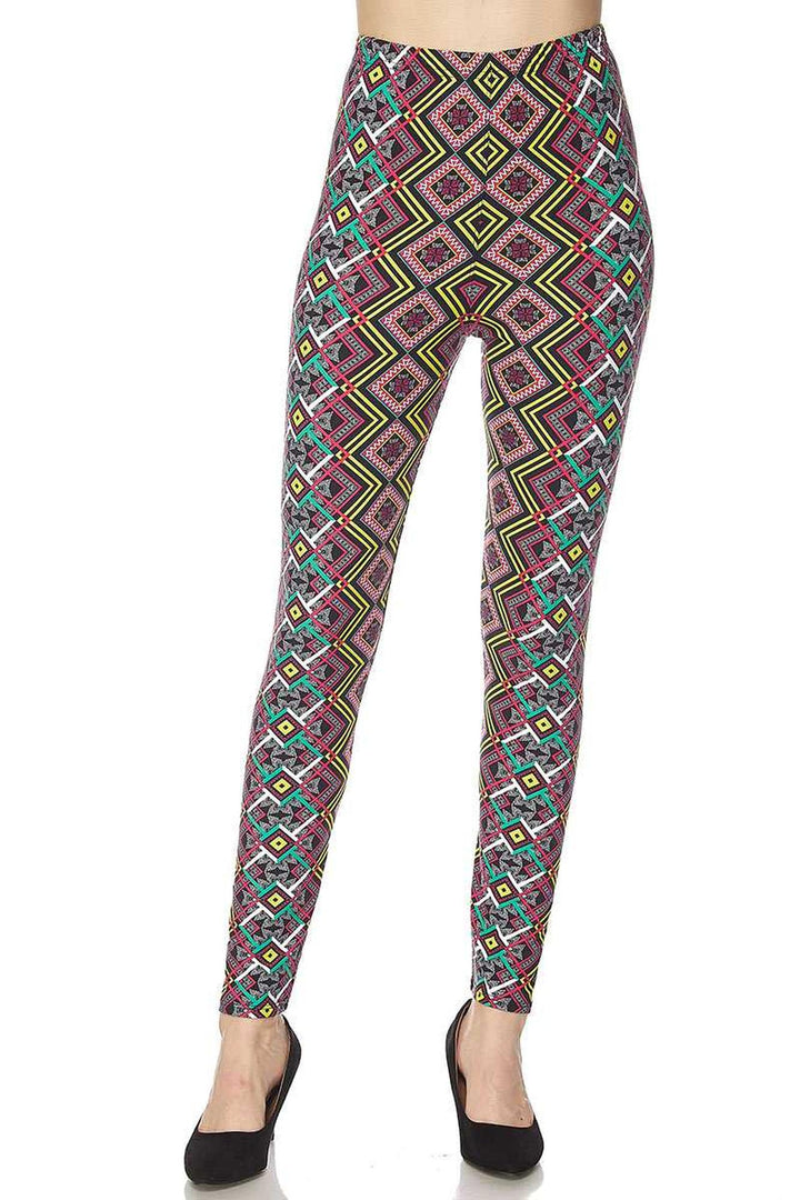 Wholesale Buttery Soft Angled Colorful Symmetry Plus Size Leggings