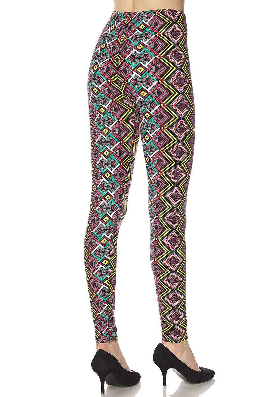 Wholesale Buttery Soft Angled Colorful Symmetry Plus Size Leggings