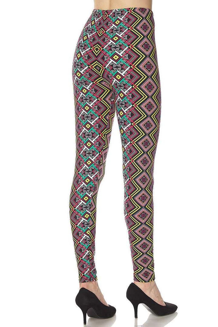 Wholesale Buttery Soft Angled Colorful Symmetry Plus Size Leggings