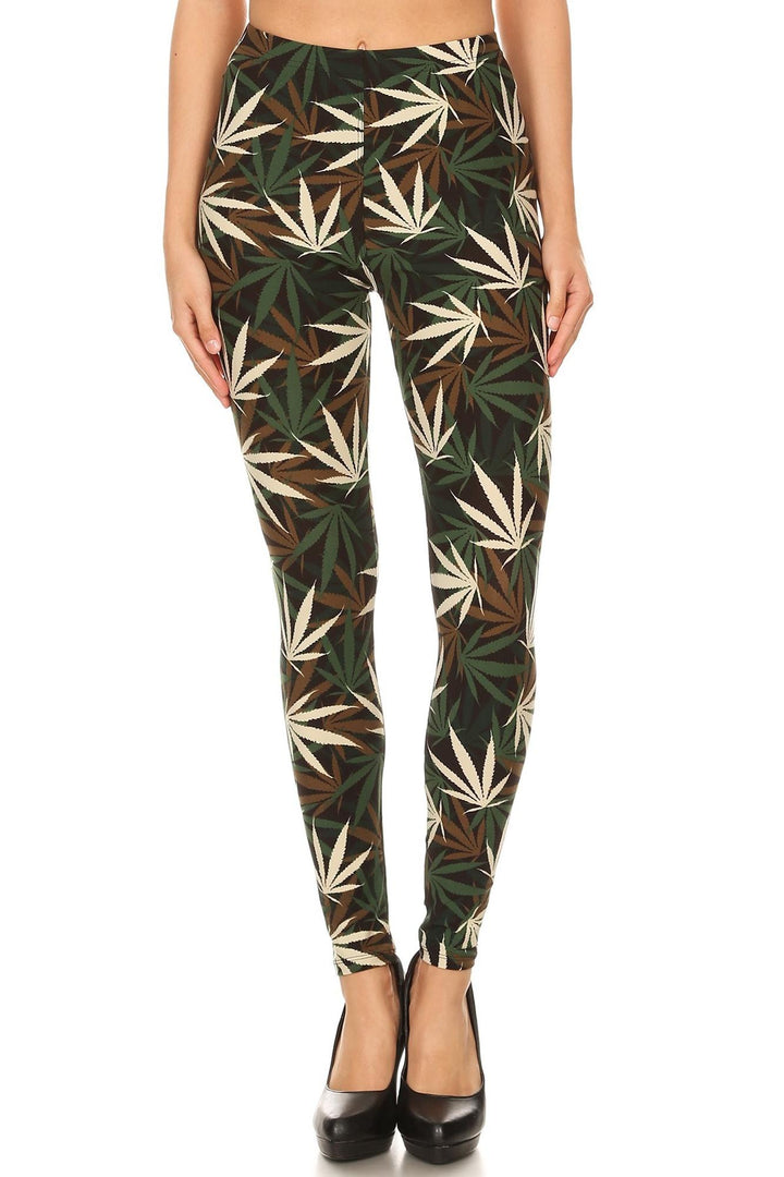 Wholesale Buttery Smooth Earthen Marijuana Plus Size Leggings