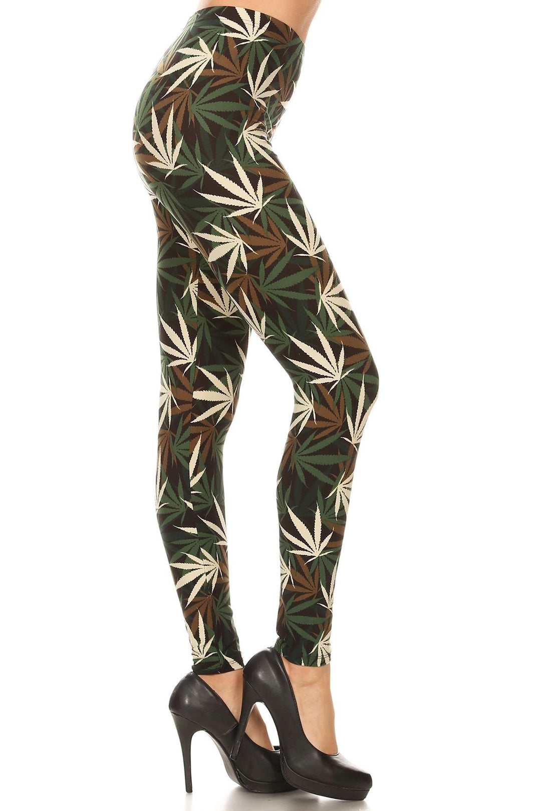 Wholesale Buttery Smooth Earthen Marijuana Plus Size Leggings