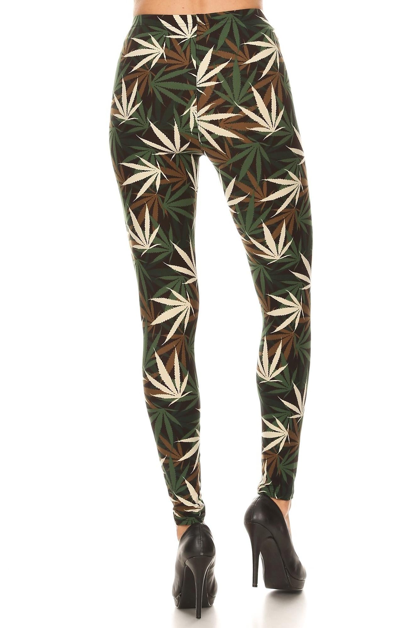 Wholesale Buttery Smooth Earthen Marijuana Plus Size Leggings