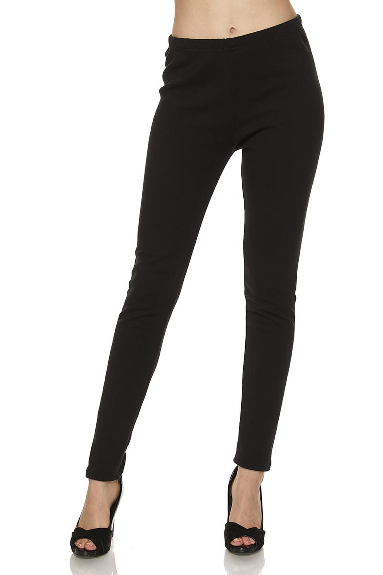 Wholesale Warm Solid Fur Lined Plus Size Leggings