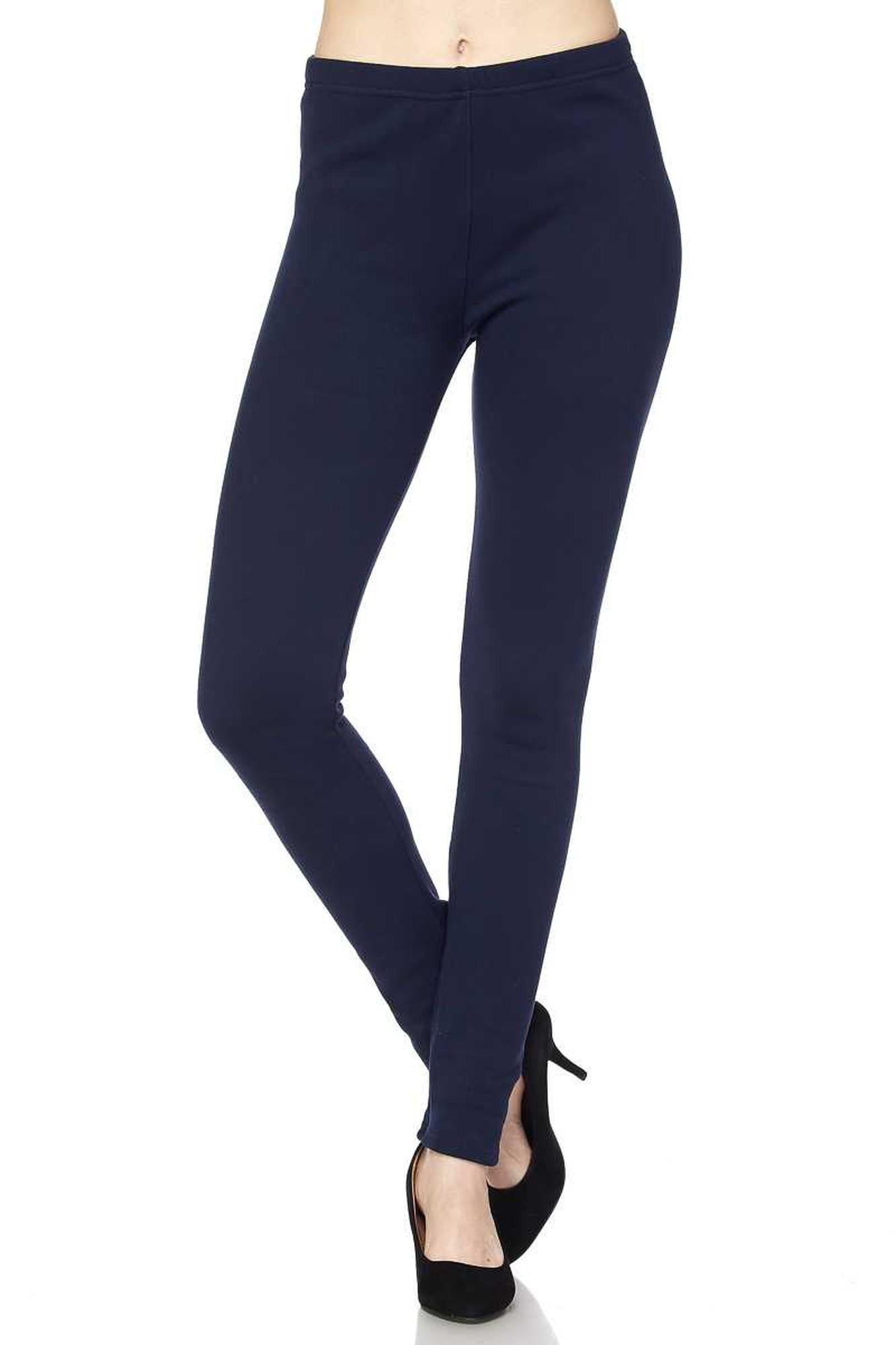 Wholesale Warm Solid Fur Lined Plus Size Leggings