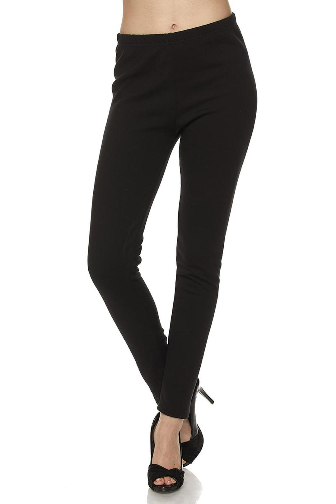 Wholesale Warm Solid Fur Lined Plus Size Leggings