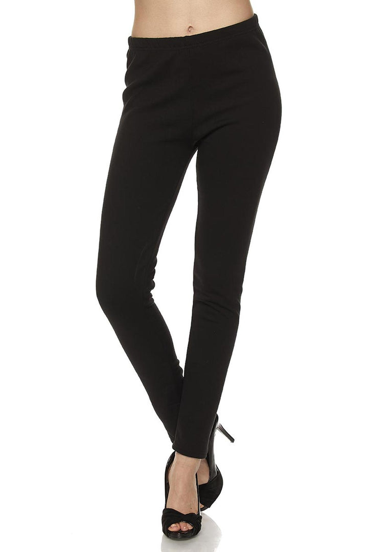 Wholesale Warm Solid Fur Lined Plus Size Leggings