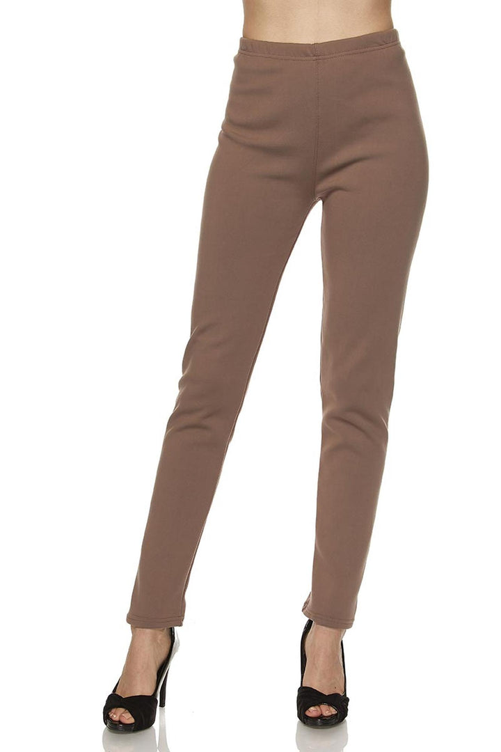 Wholesale Warm Solid Fur Lined Plus Size Leggings