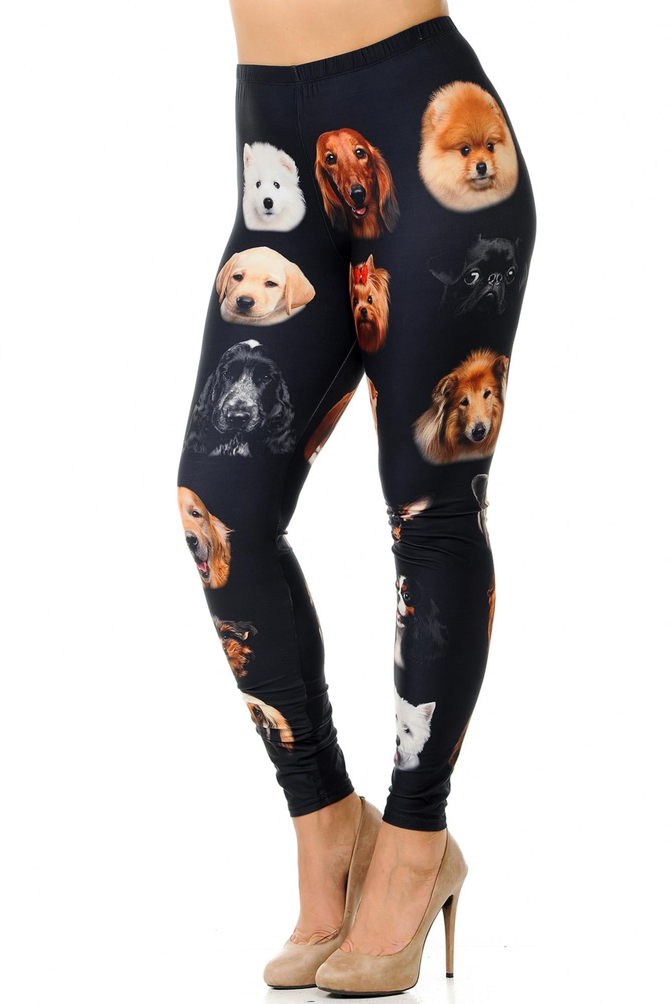 Wholesale Creamy Soft Cute Puppy Dog Faces Plus Size Leggings