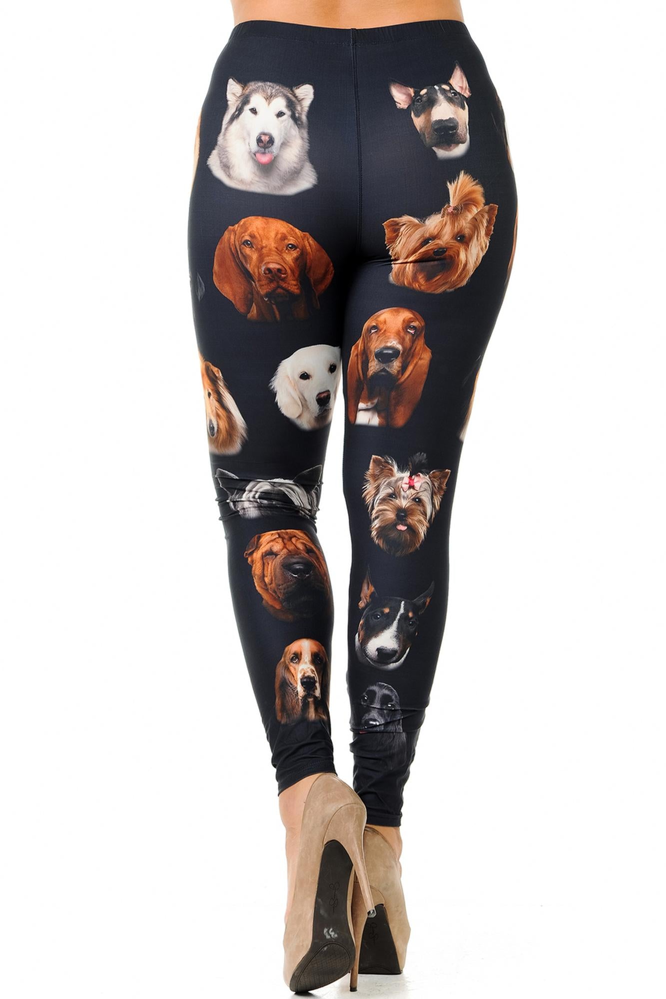 Wholesale Creamy Soft Cute Puppy Dog Faces Plus Size Leggings