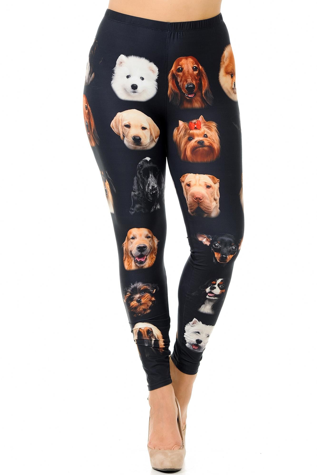 Wholesale Creamy Soft Cute Puppy Dog Faces Plus Size Leggings