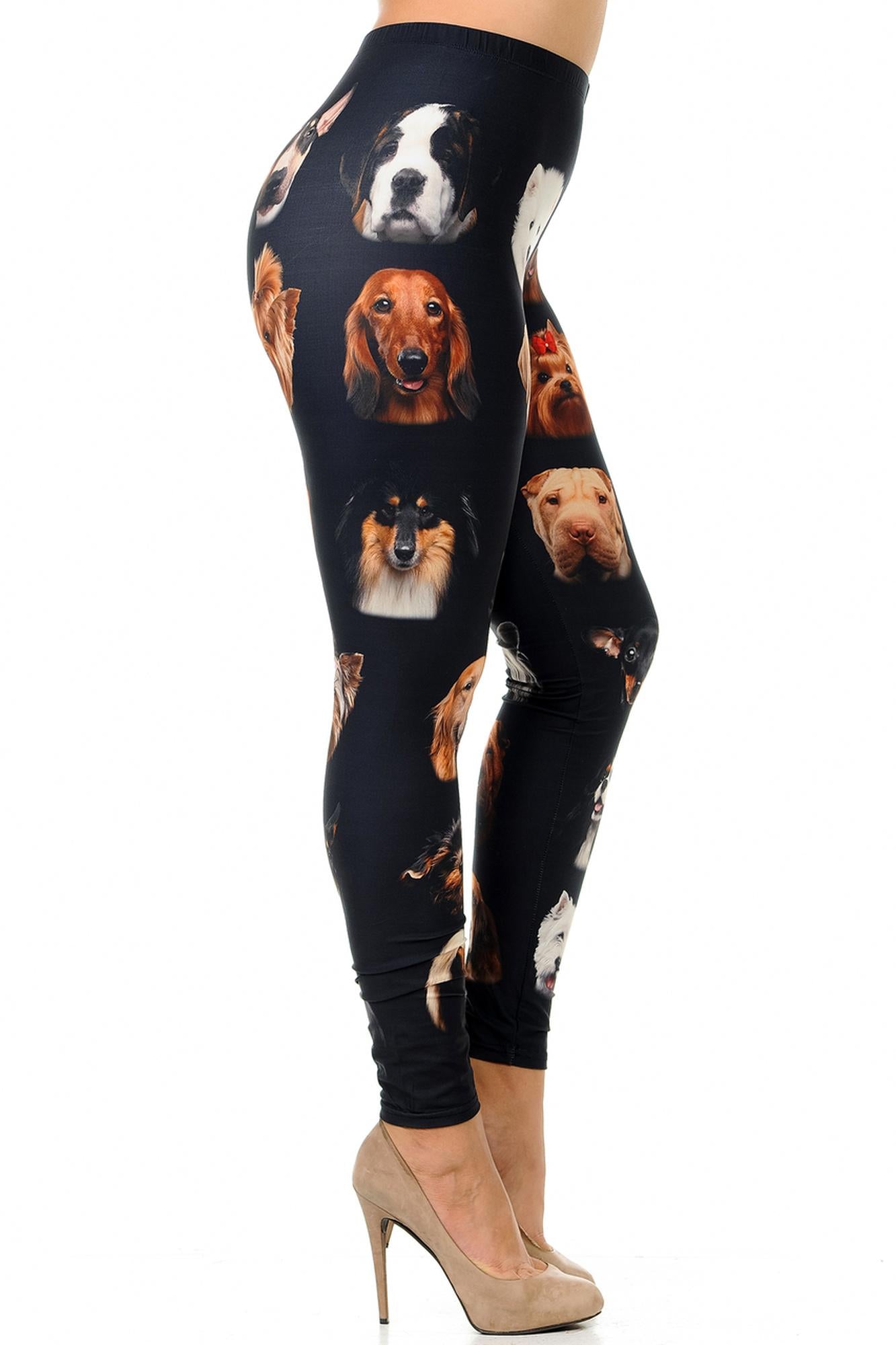 Wholesale Creamy Soft Cute Puppy Dog Faces Plus Size Leggings