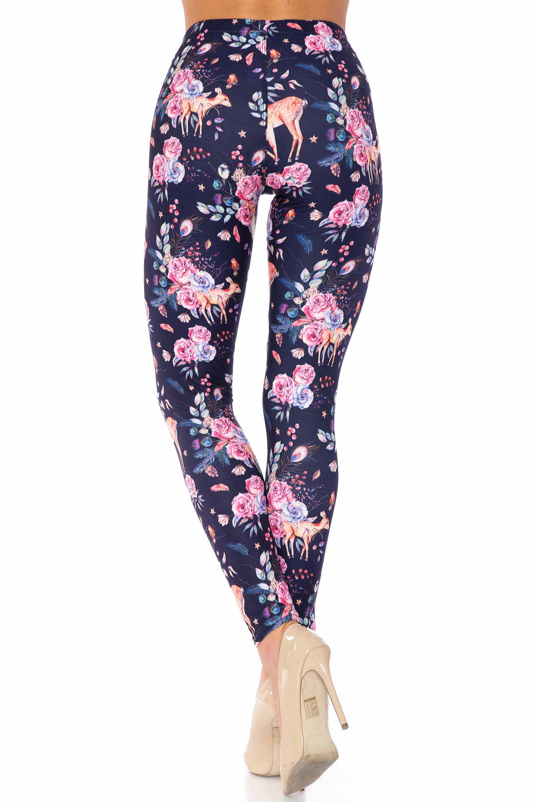 Wholesale Creamy Soft Woodland Floral Fawn Plus Size Leggings - USA Fashion