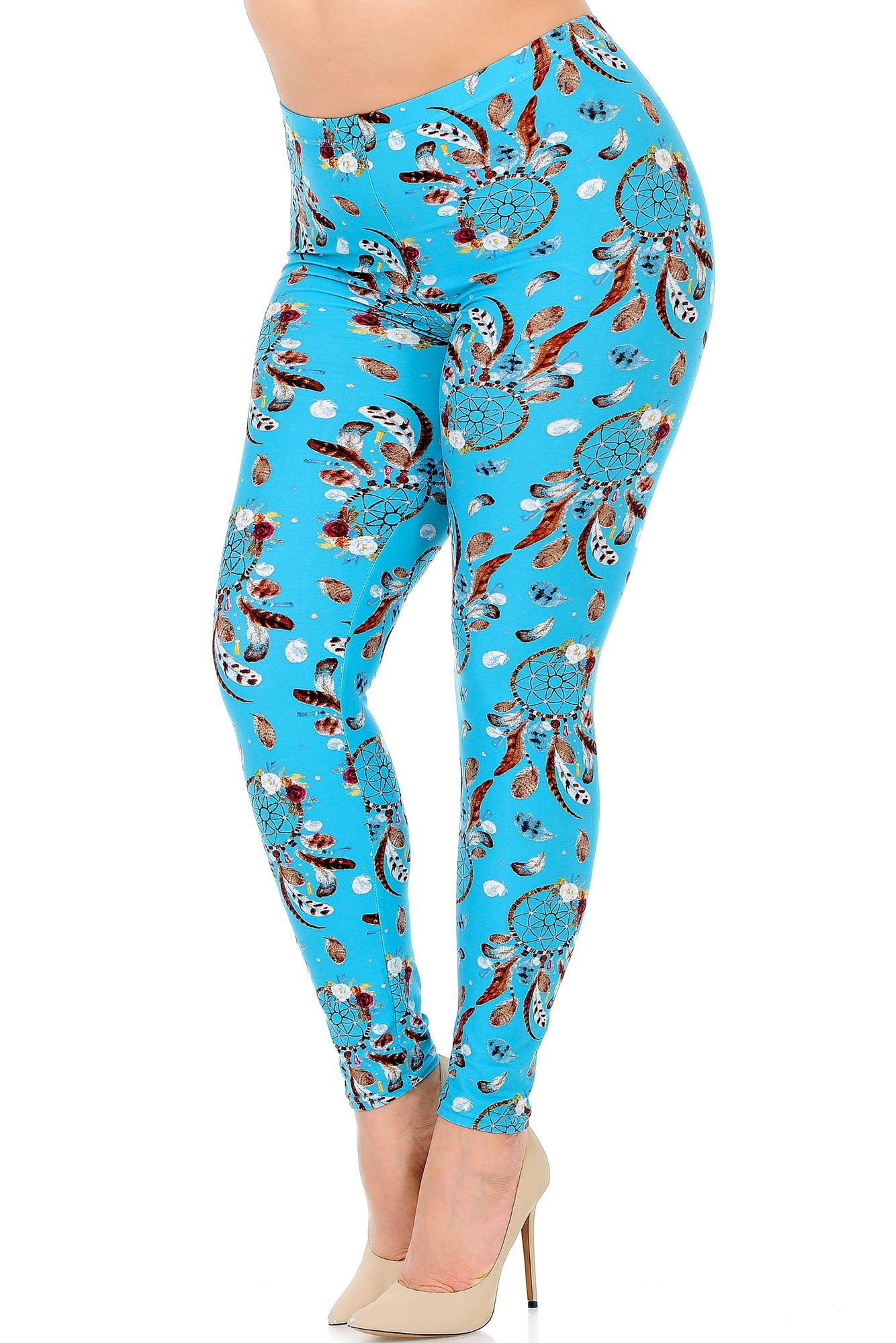 Wholesale Buttery Smooth Blue Sky Dreamcatcher Plus Size Leggings
