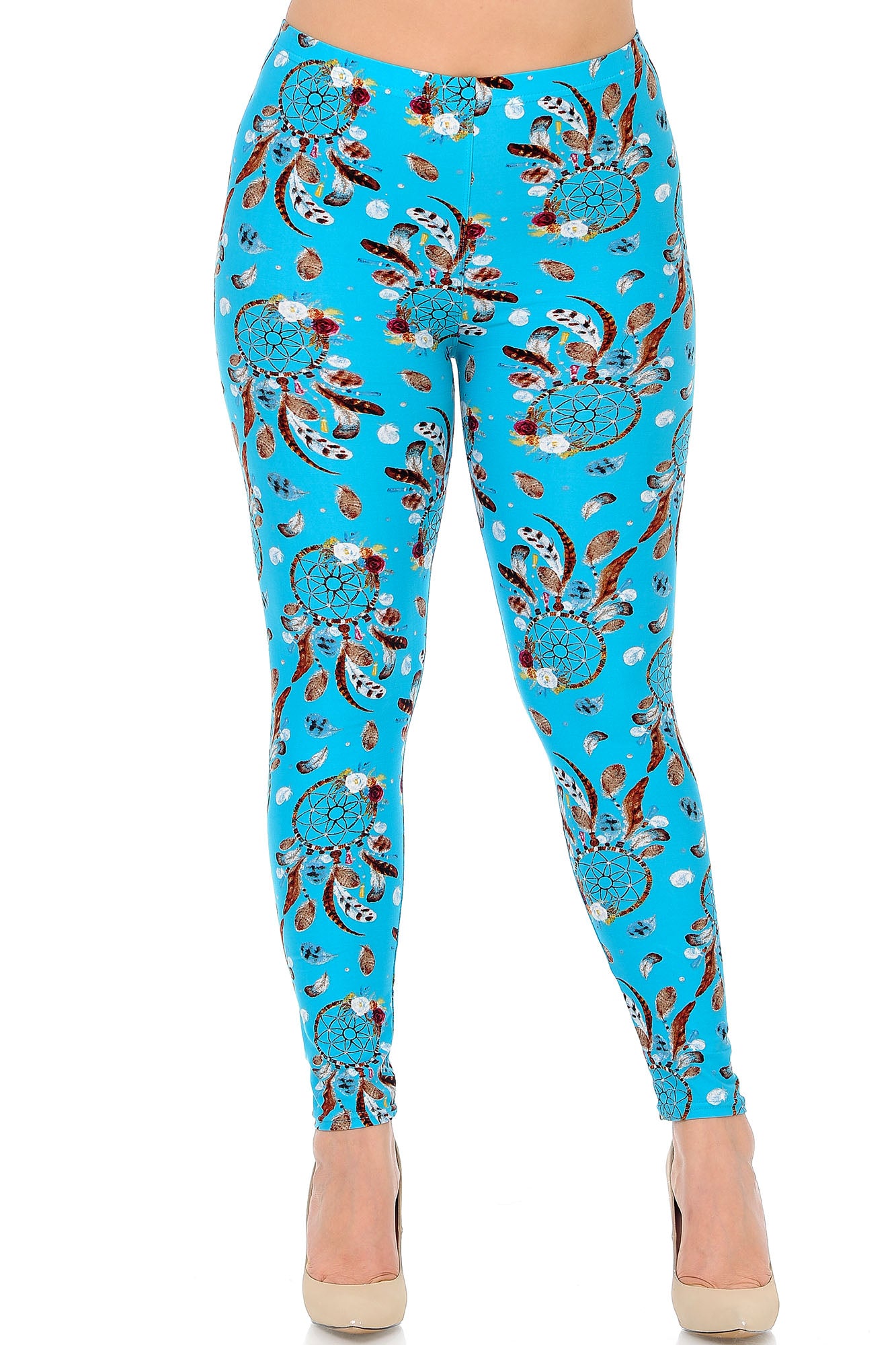 Wholesale Buttery Smooth Blue Sky Dreamcatcher Plus Size Leggings