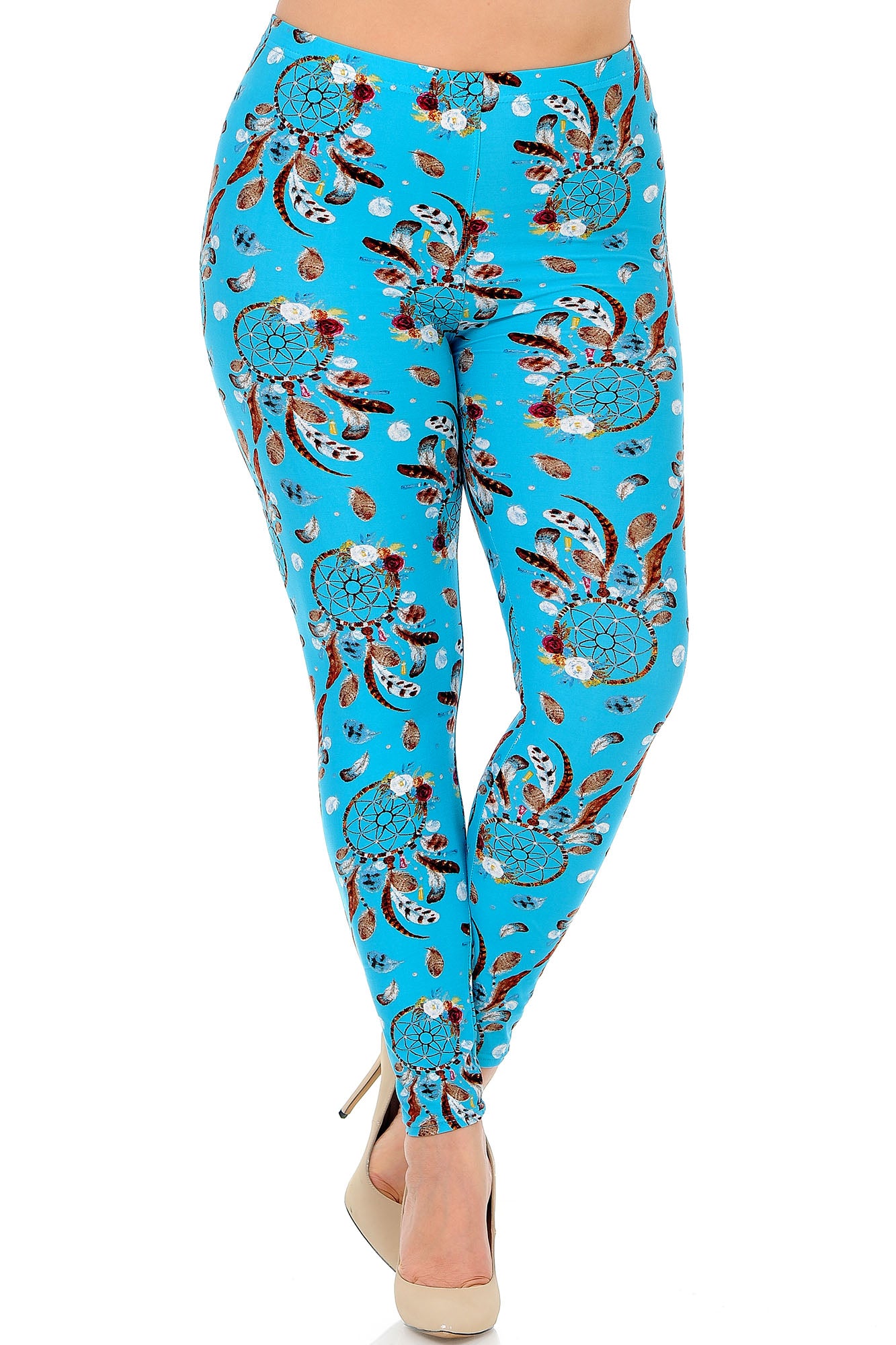 Wholesale Buttery Smooth Blue Sky Dreamcatcher Plus Size Leggings