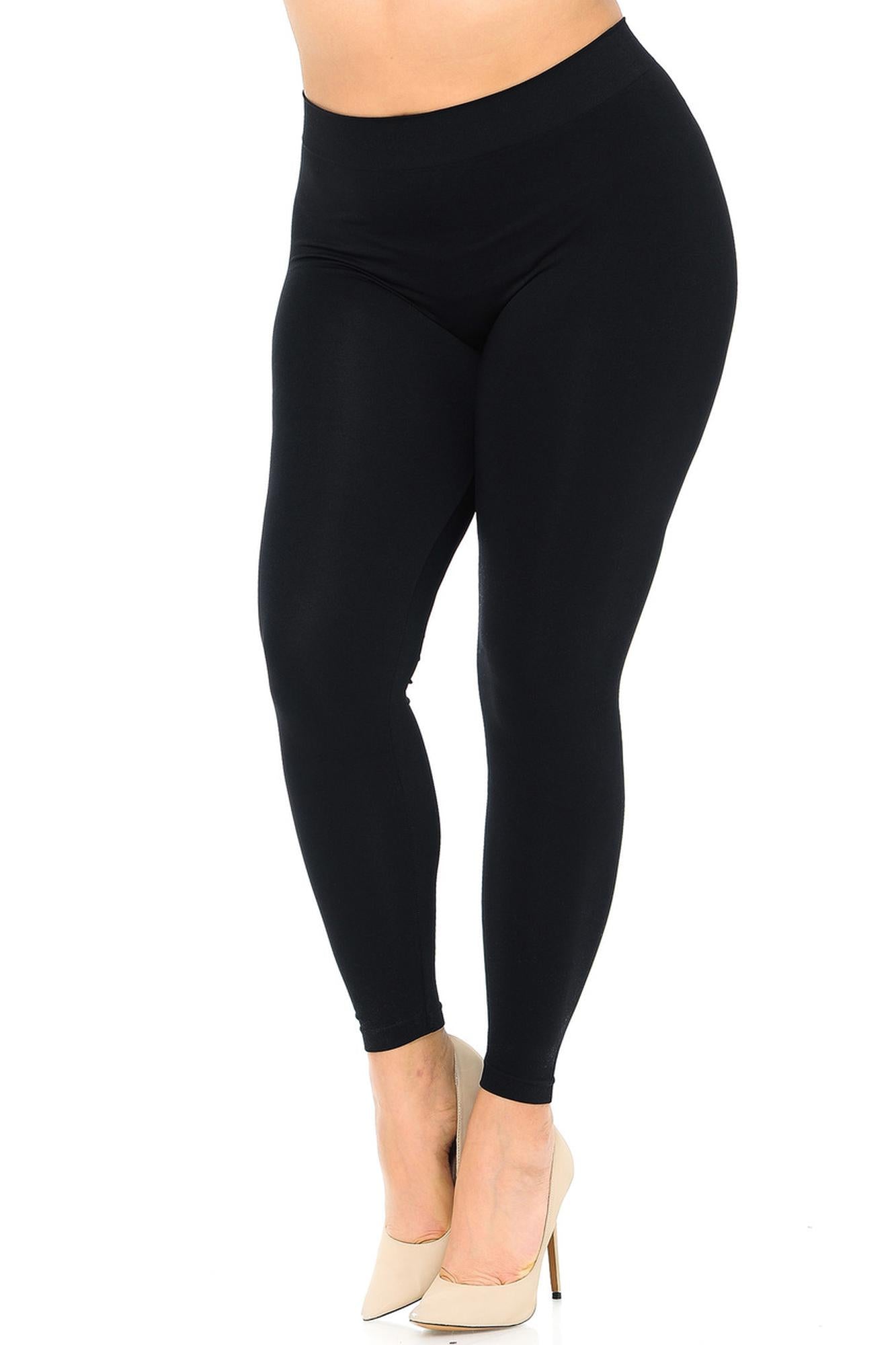 Wholesale Premium Nylon Spandex Solid Basic Plus Size Leggings