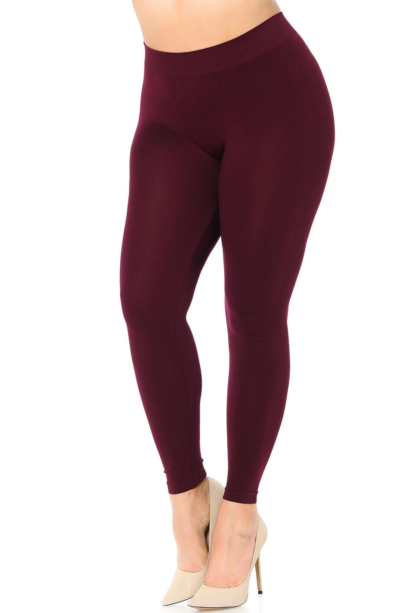 Wholesale Premium Nylon Spandex Solid Basic Plus Size Leggings