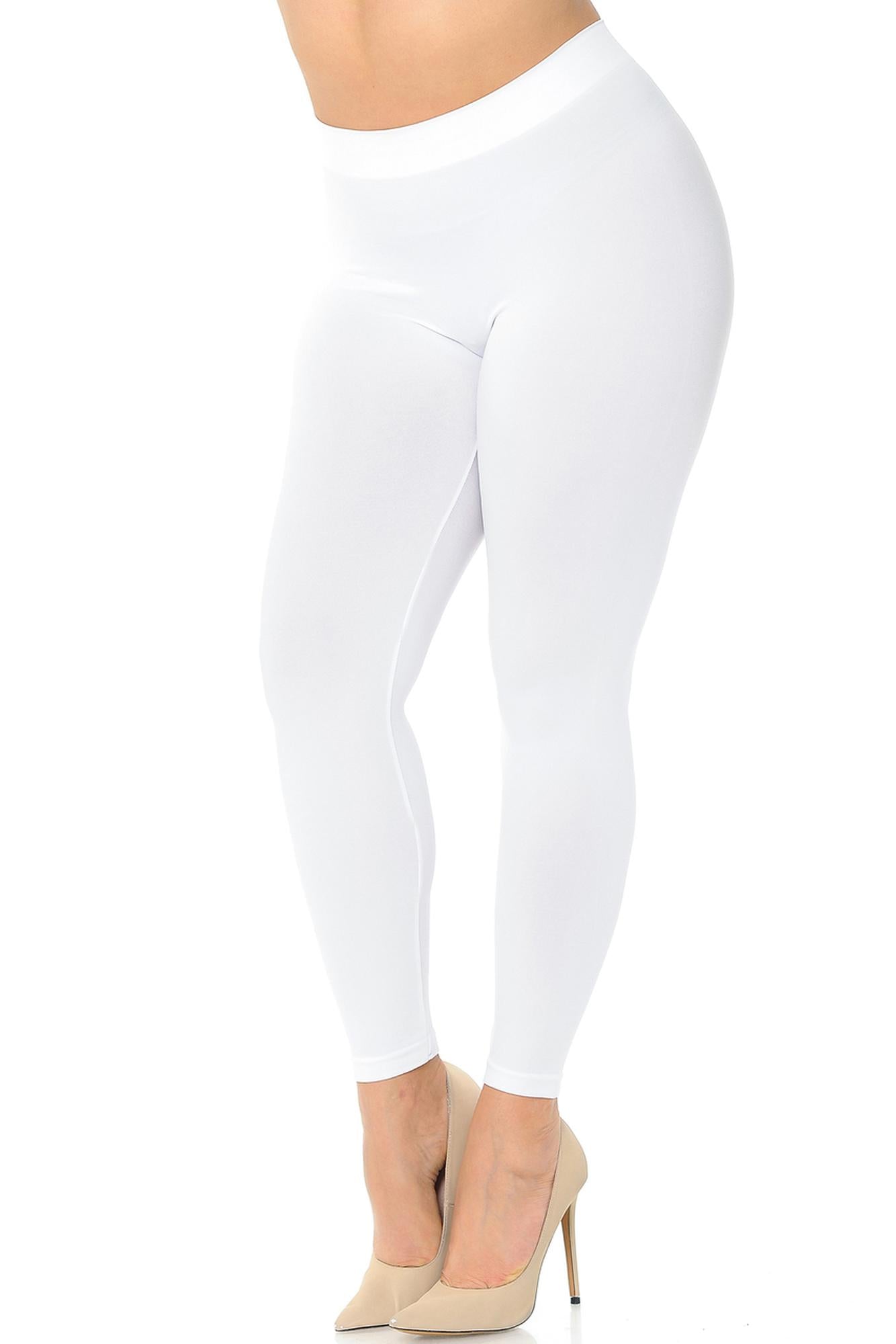 Wholesale Premium Nylon Spandex Solid Basic Plus Size Leggings