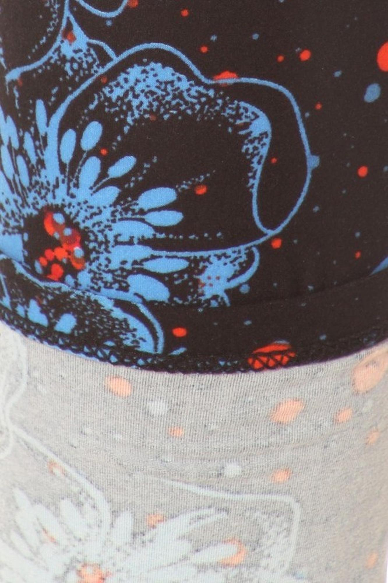 Wholesale Buttery Smooth Blue Evening Bloom Floral Plus Size Leggings