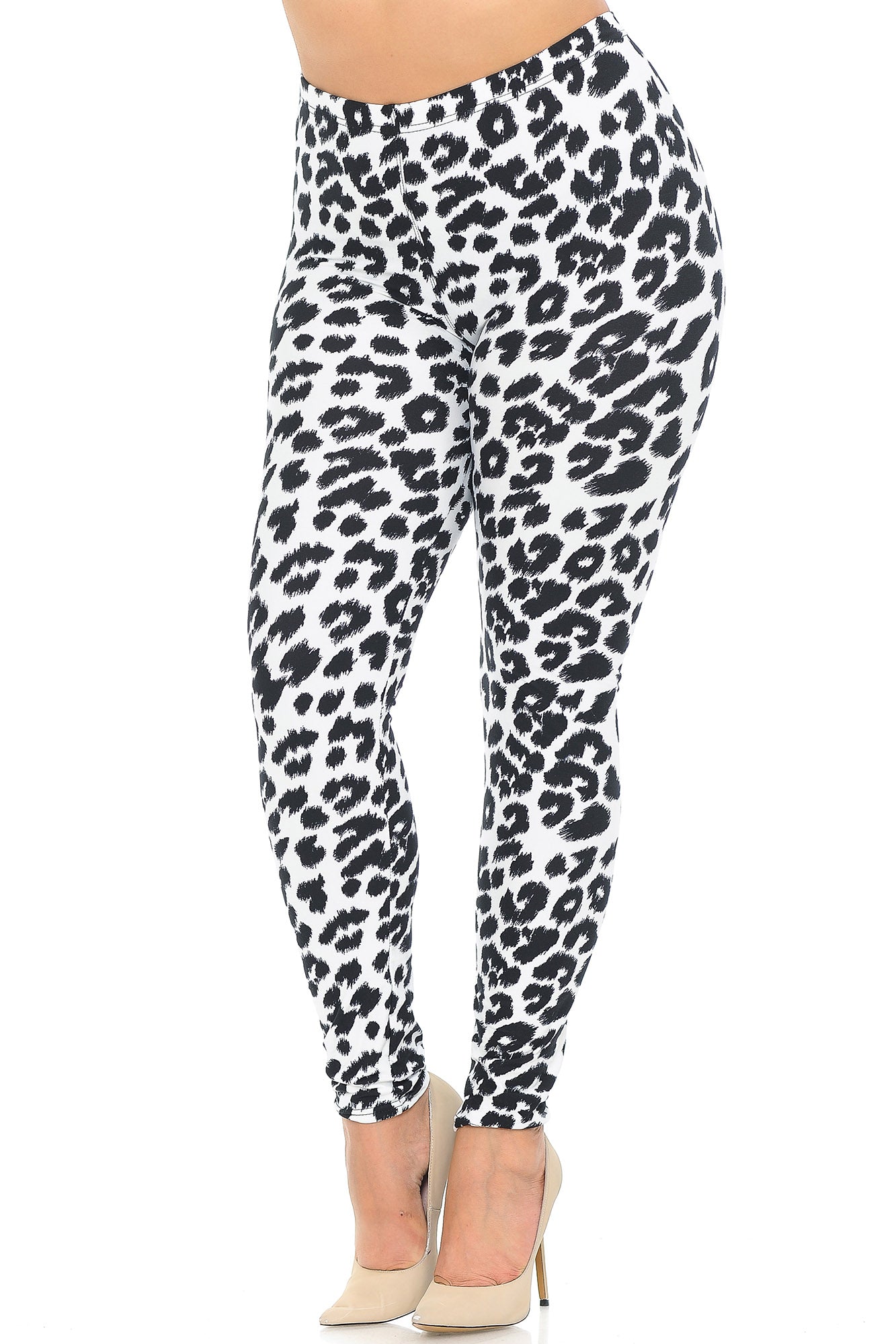 Wholesale Buttery Soft Ivory Spotted Leopard Plus Size Leggings