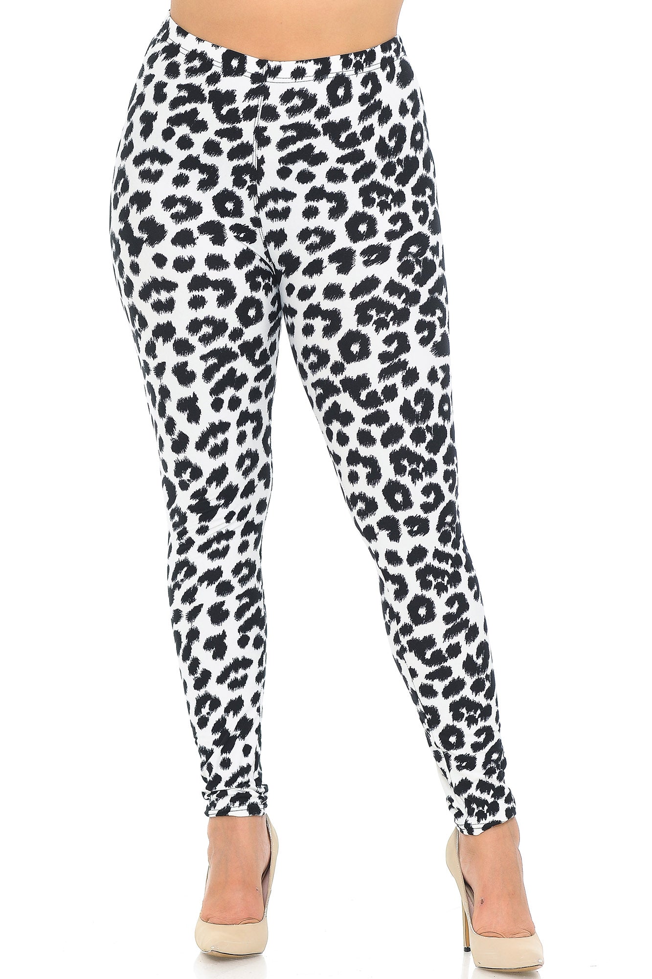 Wholesale Buttery Soft Ivory Spotted Leopard Plus Size Leggings