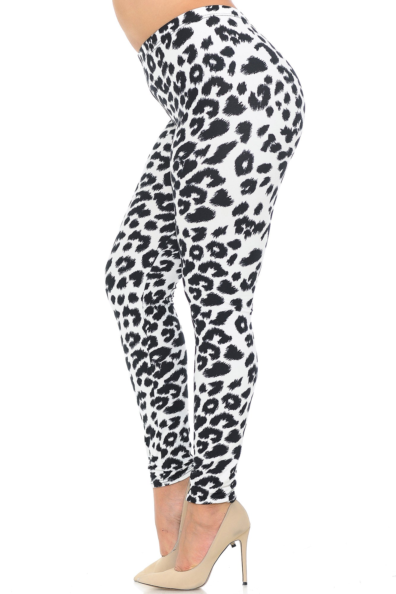 Wholesale Buttery Soft Ivory Spotted Leopard Plus Size Leggings
