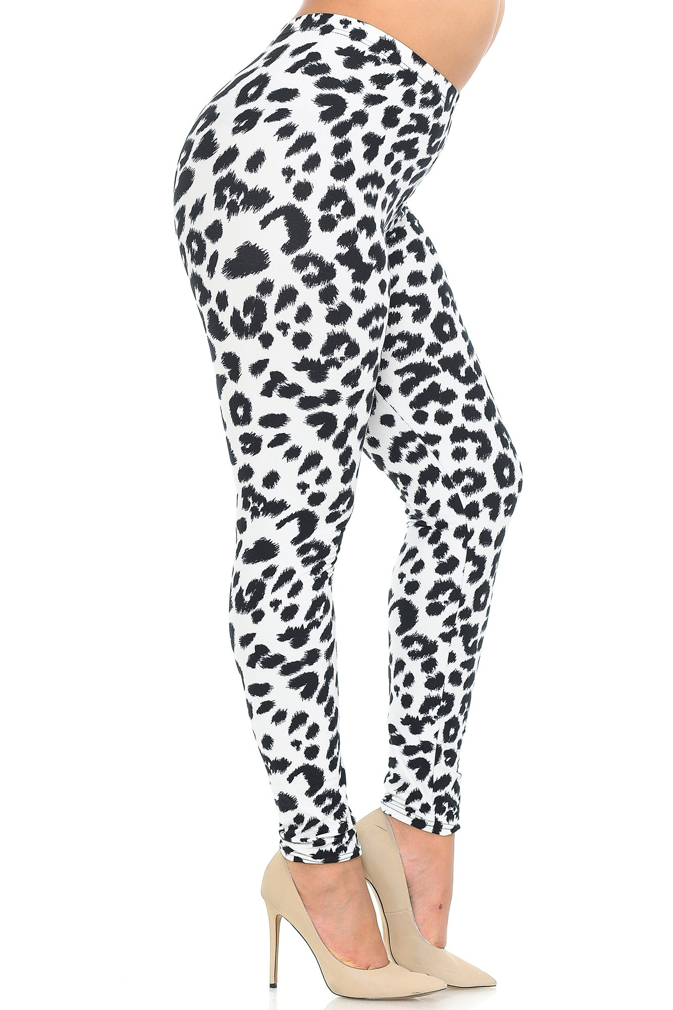 Wholesale Buttery Soft Ivory Spotted Leopard Plus Size Leggings
