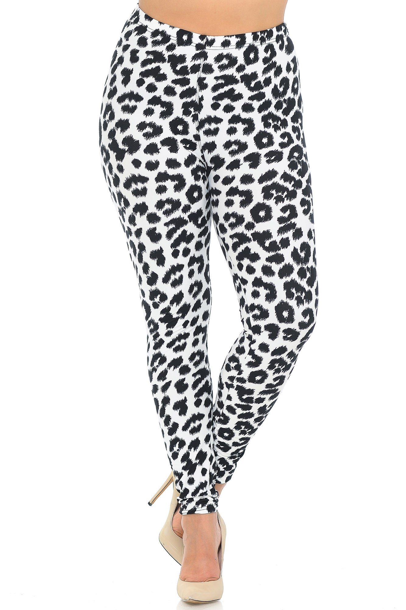 Wholesale Buttery Soft Ivory Spotted Leopard Plus Size Leggings