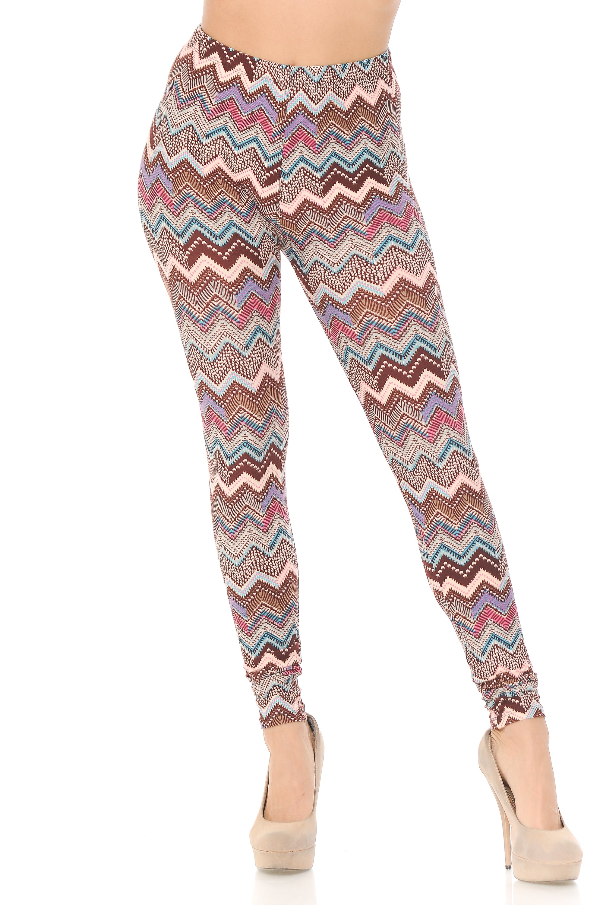 Wholesale Buttery Smooth Earthen Chevron Plus Size Leggings