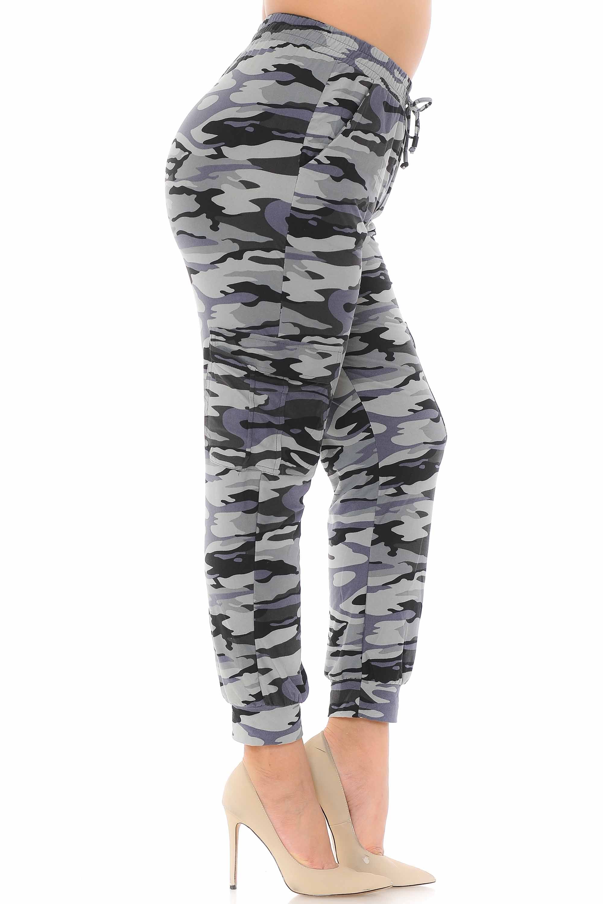 Wholesale Buttery Smooth Charcoal Camouflage Cargo Plus Size Joggers - New Mix