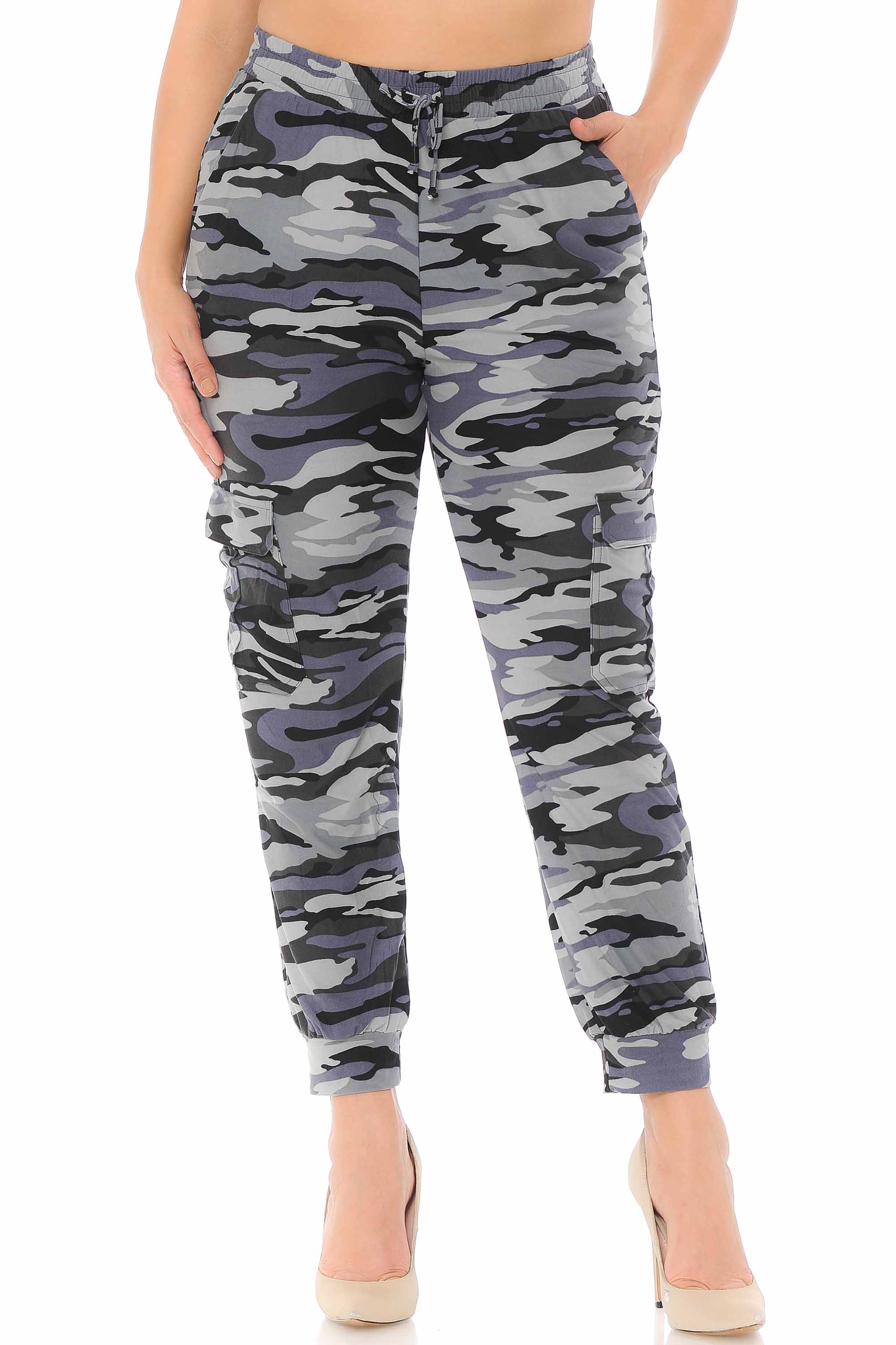 Wholesale Buttery Smooth Charcoal Camouflage Cargo Plus Size Joggers - New Mix