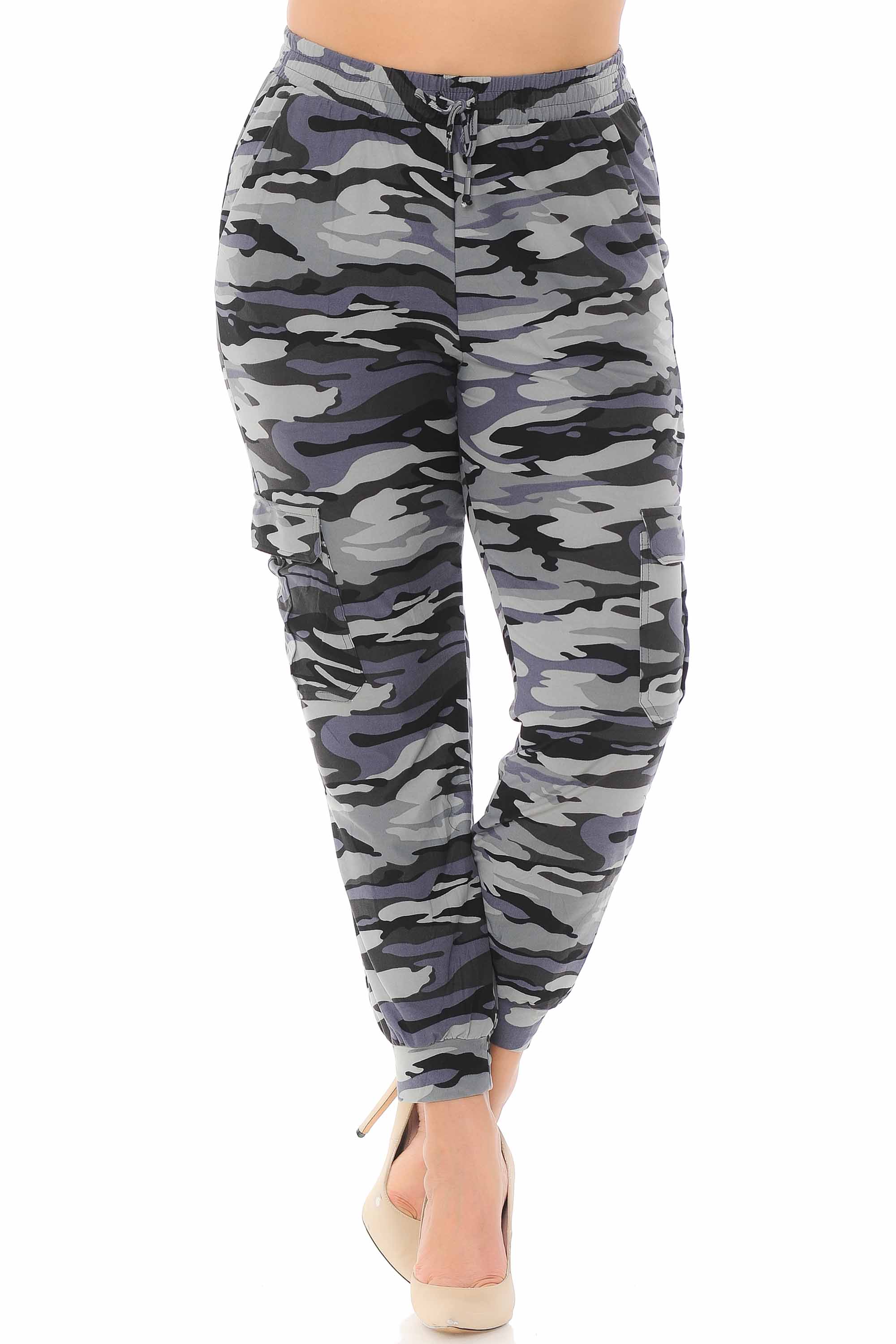Wholesale Buttery Smooth Charcoal Camouflage Cargo Plus Size Joggers - New Mix