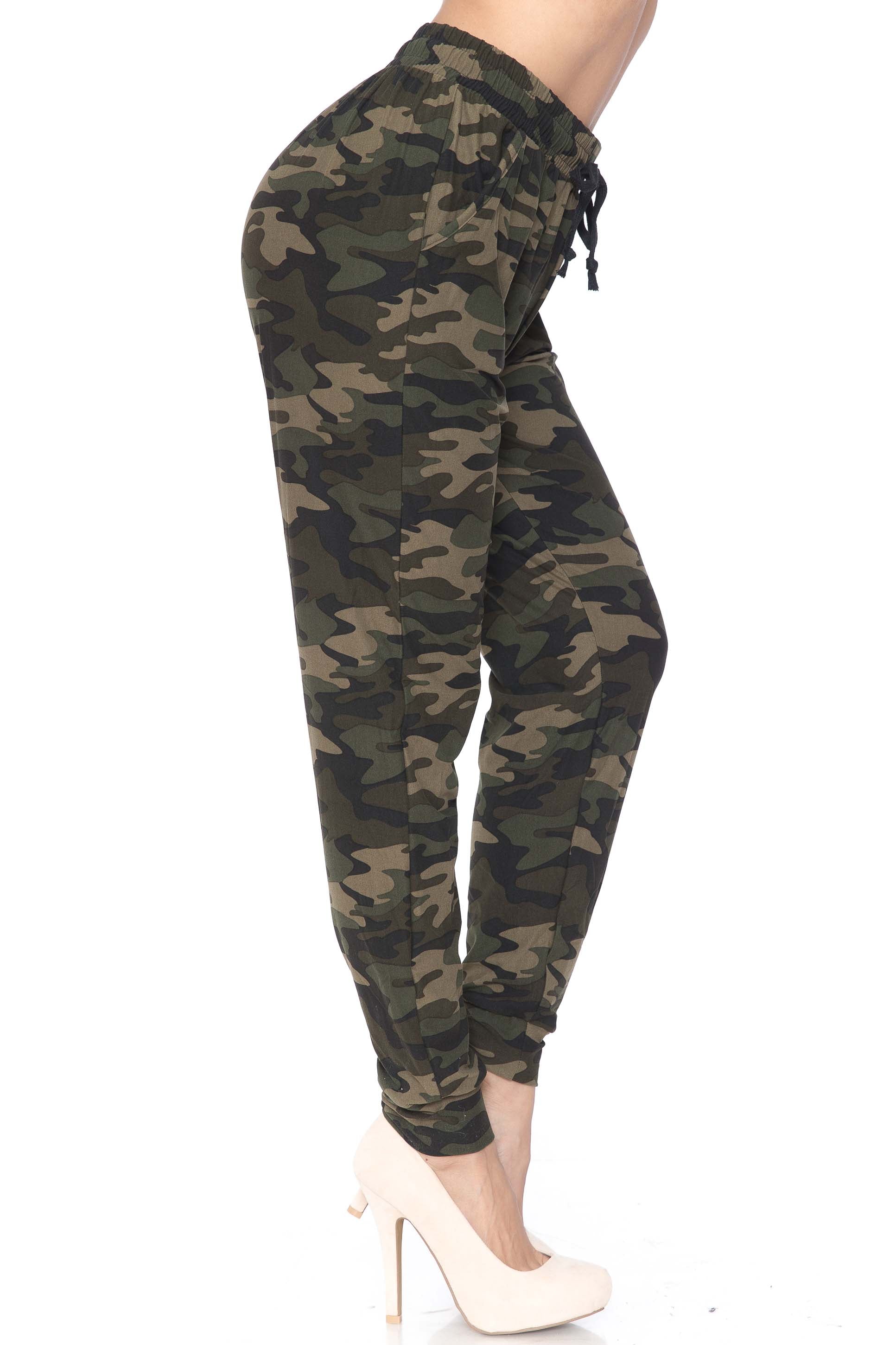 Wholesale Buttery Smooth Green Camouflage Plus Size Joggers - New Mix