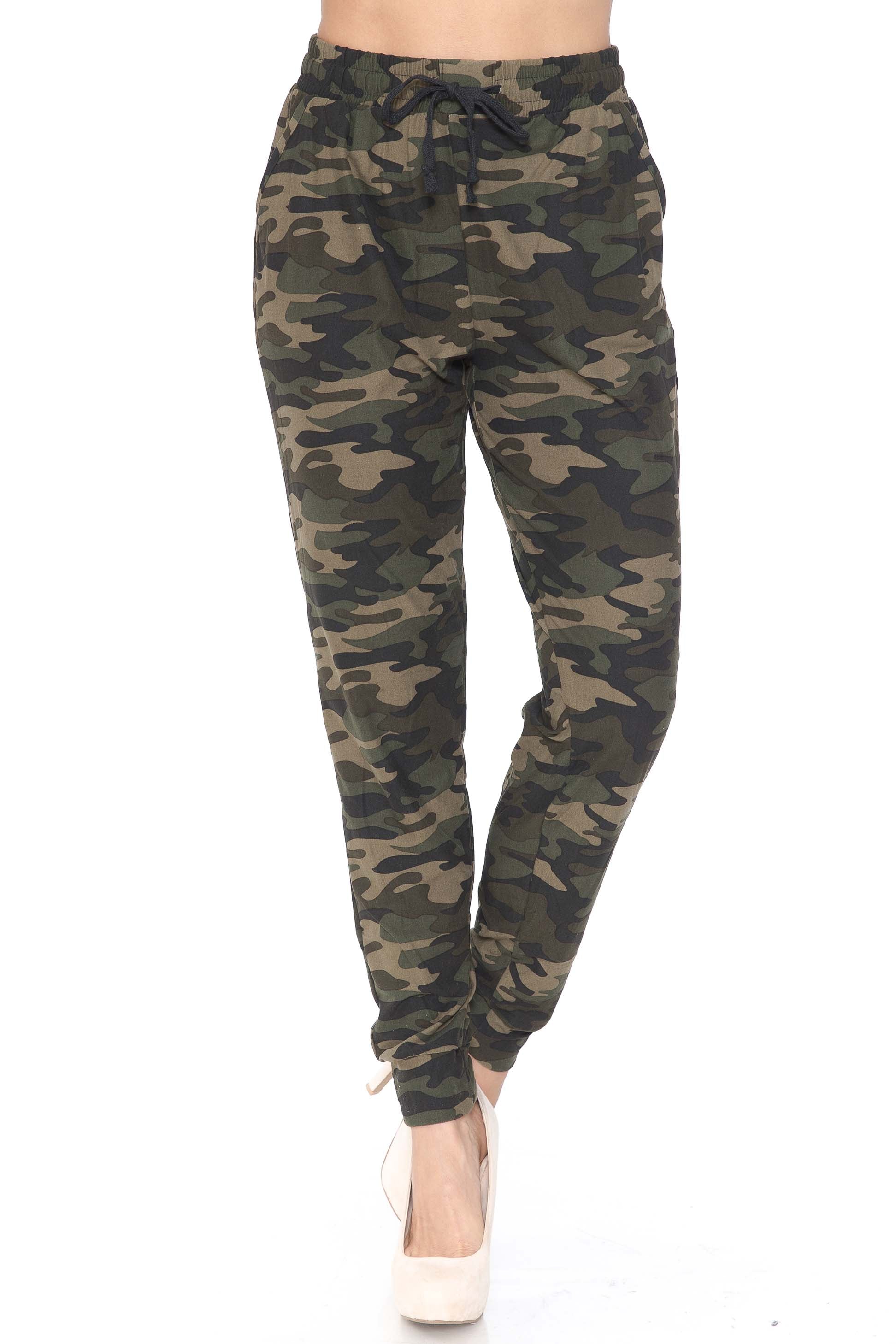Wholesale Buttery Smooth Green Camouflage Plus Size Joggers - New Mix
