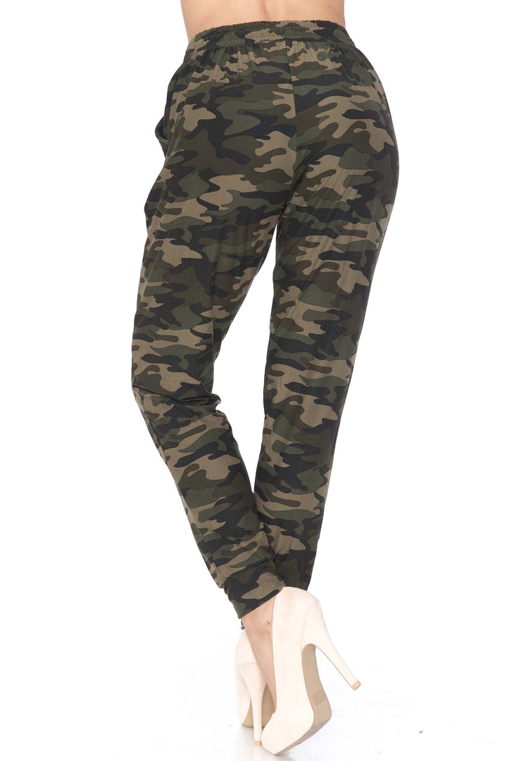Wholesale Buttery Smooth Green Camouflage Plus Size Joggers - New Mix